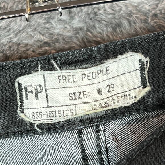 Free People Jeans Womens 29 Black Skinny Tapered Denim Comfort Stretch - Picture 7 of 8